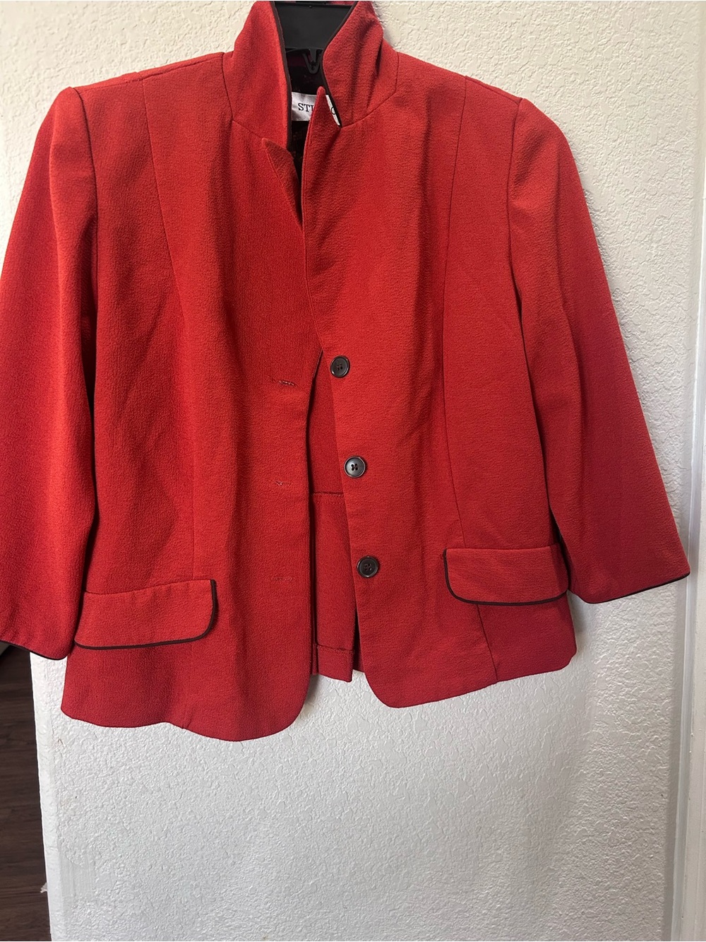 Studio I Vibrant Red Three-Button Blazer Jacket